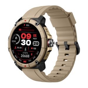 Smart Goat Latest Rugged & Sporty Smart Watch with Alexa, Bluetooth Calling,(Golden Ecru)